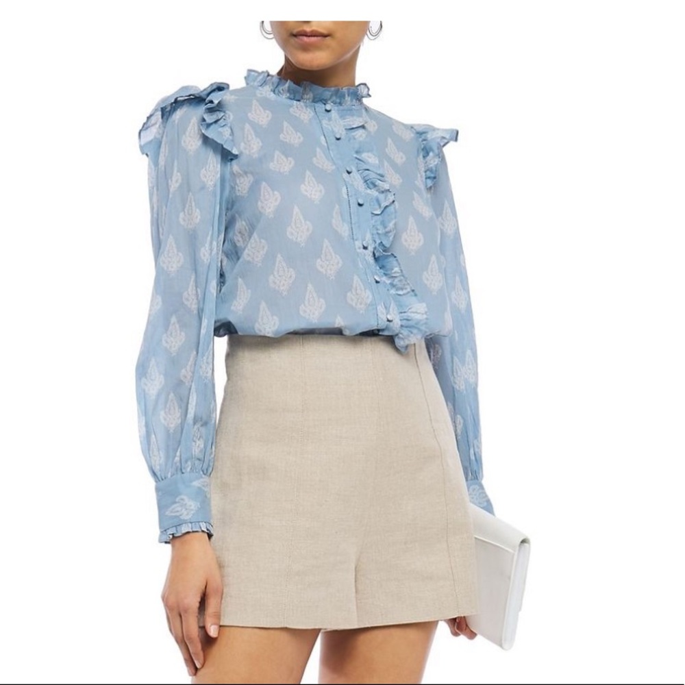 NWT Maje Pointelle-Trimmed Ruffle Top